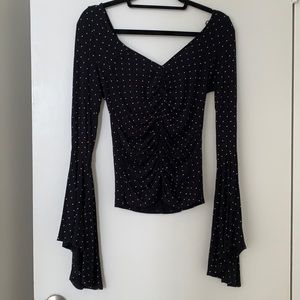 Free people ruched long sleeve with trumpet sleeves